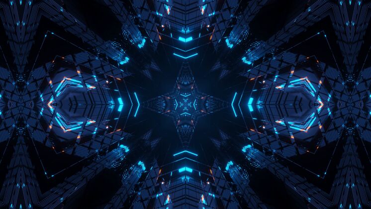 激光彩色霓虹激光宇宙环境-完美的数字壁纸抽象光线3d渲染