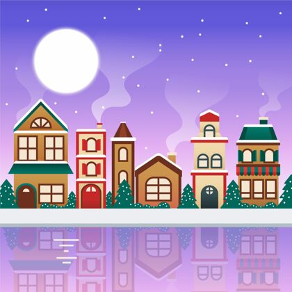 事件平面设计圣诞小镇圣诞节季节传统