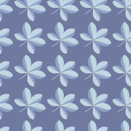 花朵绽放自然的天衣无缝图案与蓝色涂鸦雪佛兰花朵点缀无缝装饰植物